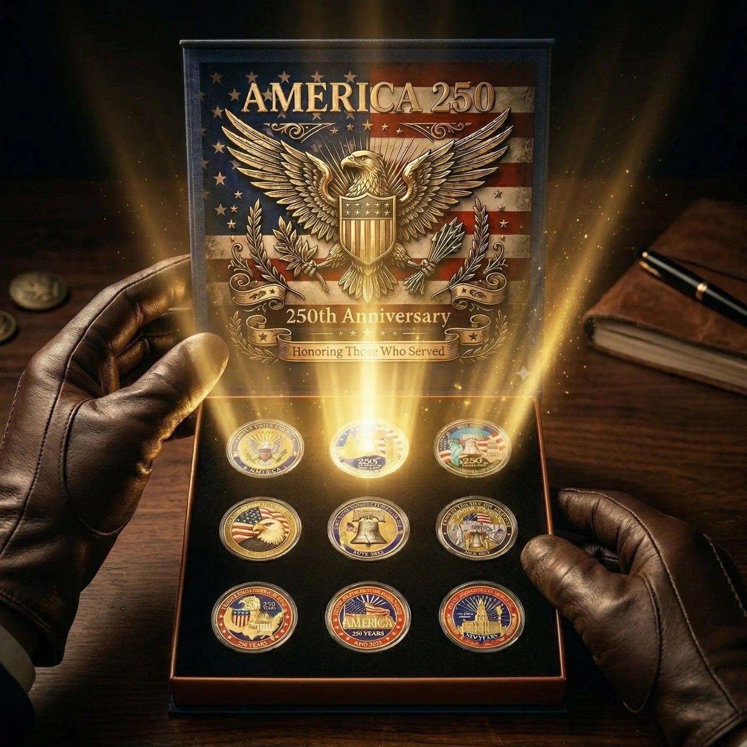 🔥LAST DAY 50% OFF✨9PCS USA 250th Anniversary Commemorative Coin Gift Set