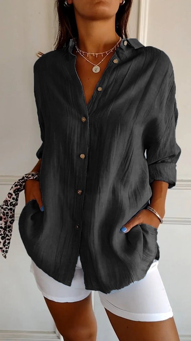 ☀️Summer Hot Sale 49% OFF🌈Women's Cotton and Linen Casual Single-Breasted Pleated Lapel Shirt