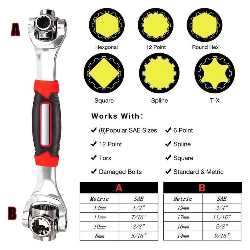 Combination Wrench Set,Universal Wrench with Multifunction 360 Degree Rotating Head,52 in 1 Socket Wrench Tool,Spanner Tool for Home and Car Repair.