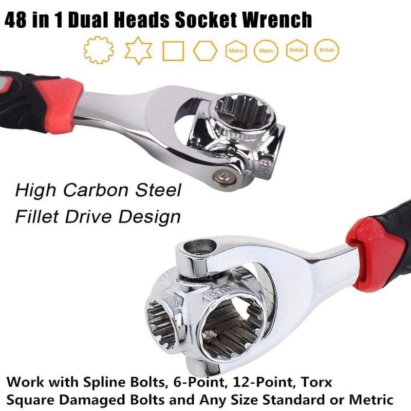 Combination Wrench Set,Universal Wrench with Multifunction 360 Degree Rotating Head,52 in 1 Socket Wrench Tool,Spanner Tool for Home and Car Repair.