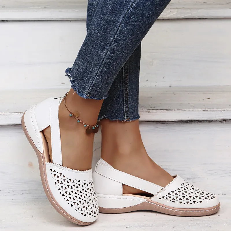 💝Last Day 70% OFF⭐Chic Women's Closed Toe Wedges - Wide & Large Size, Pain-Relief Arch Support