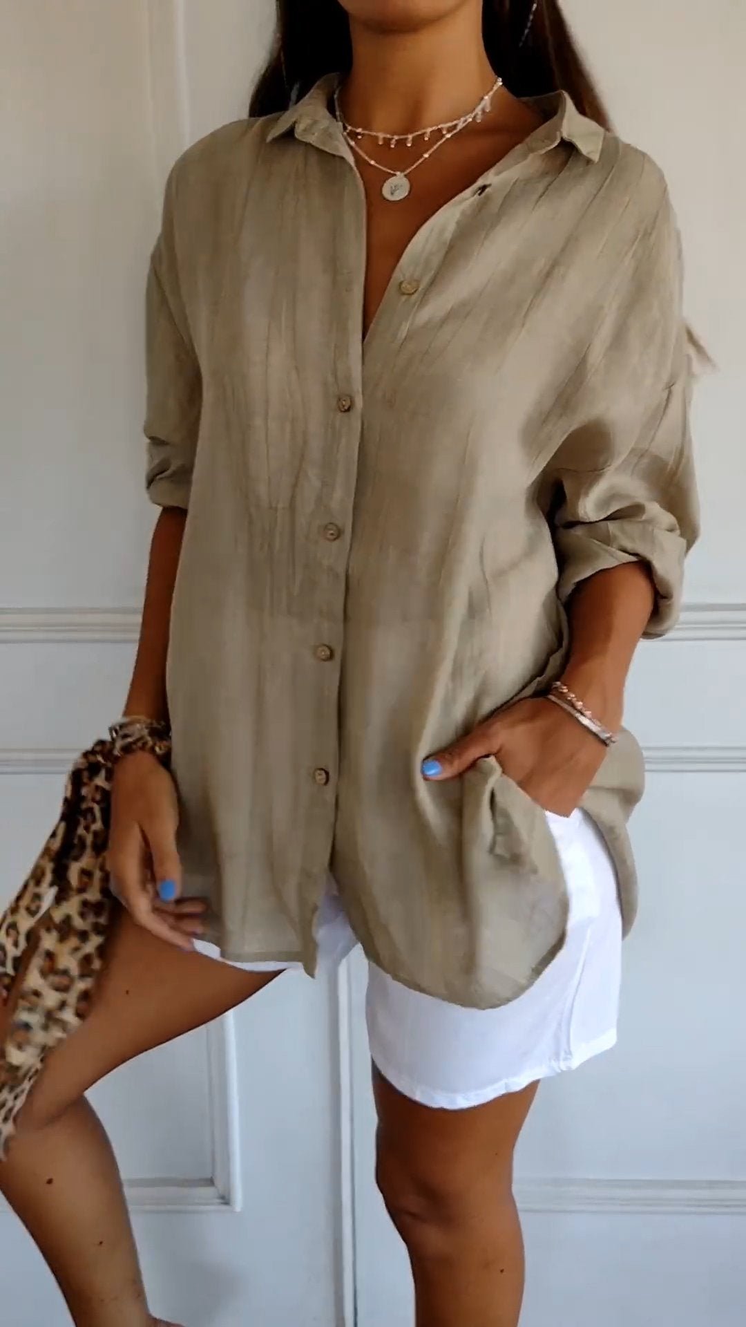 ☀️Summer Hot Sale 49% OFF🌈Women's Cotton and Linen Casual Single-Breasted Pleated Lapel Shirt