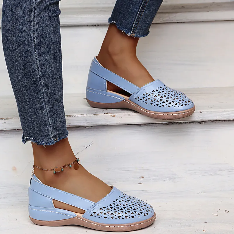 💝Last Day 70% OFF⭐Chic Women's Closed Toe Wedges - Wide & Large Size, Pain-Relief Arch Support