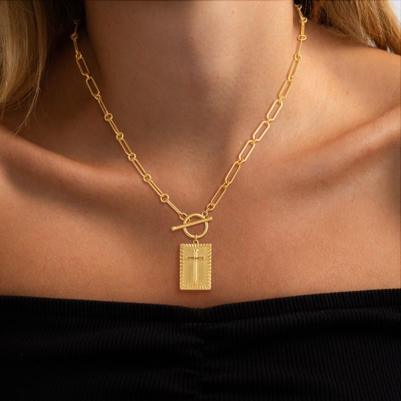 Charm Outdoorfun Cross Choker Necklace for Women - Thick Chunky Paperclip Chain, Cuban Link Chain, Hip Hop Fashion Jewelry, Trendy Gift Charm Outdoorfun Cross Choker Necklace for Women - Thick Chunky Paperclip Chain, Cuban Link Chain, Hip Hop Fashion Jewelry, Trendy Gift