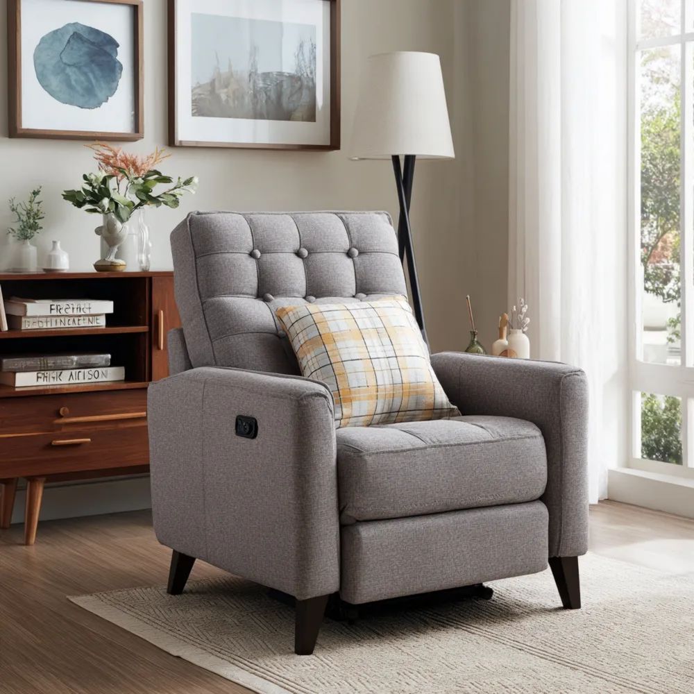 Relaxsessel Stoffpolsterung 100x80x85 cm - Hellgrau - Modernes Design