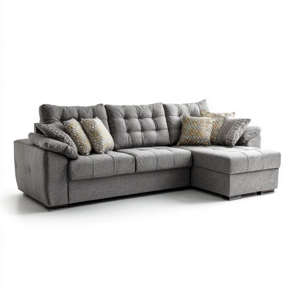 Ecksofa Stoffpolster 250x150x85 cm – Hellgrau – Modernes Design