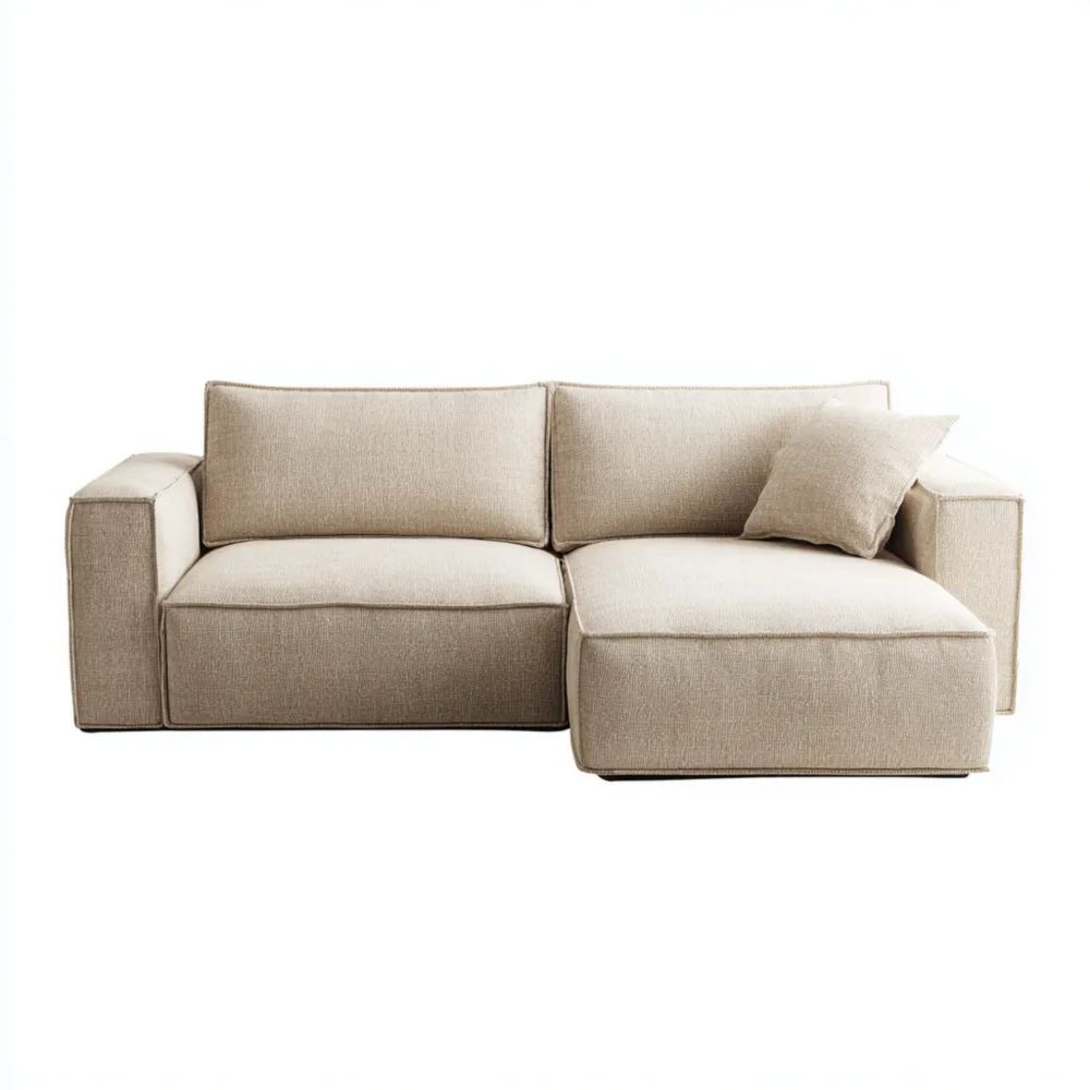 Ecksofa Leinen 248x150x85 cm – Beige – Modernes Design