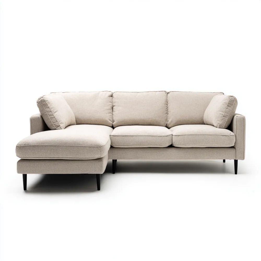 Ecksofa Stoff 250x90x160 cm – Beige – Modernes Design