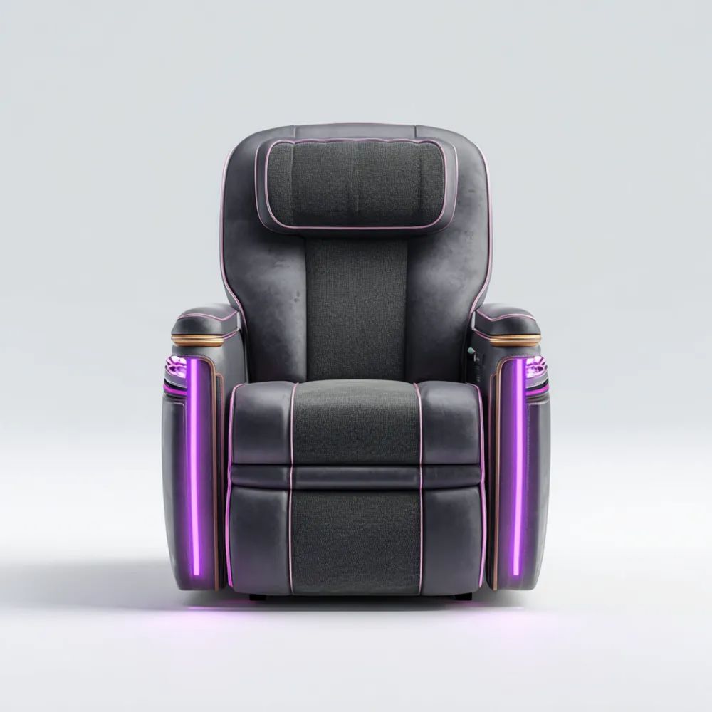 Relaxsessel 85x90x105 cm Ledermaterial mit Beleuchtung – Schwarz/Pink – Bequeme Konstruktion