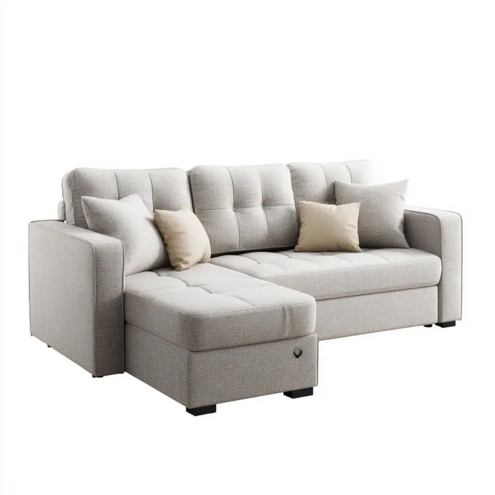 Ecksofa Stoff 250x150x85 cm – Hellgrau – Moderner Stil