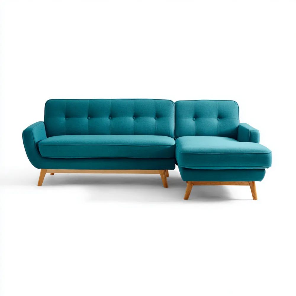 Ecksofa Stoff 240x150x85 cm – Türkis – Skandinavisches Design