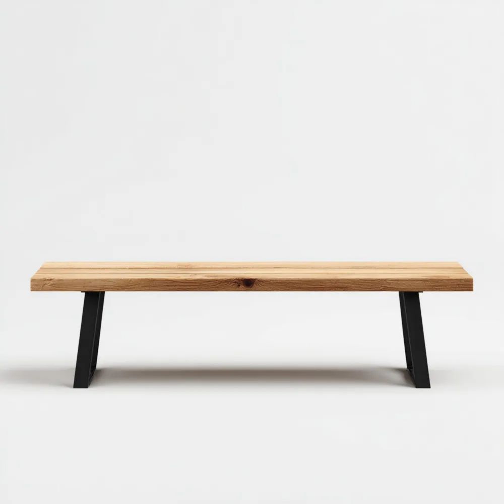 Esszimmerbank Eichenholz 160x40x45 cm - Natur/Schwarz - Industriedesign