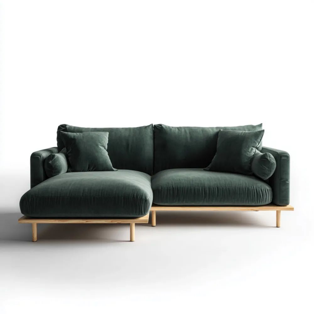 Ecksofa Stoff 200x90x75 cm – Dunkelgrün – Modernes Design