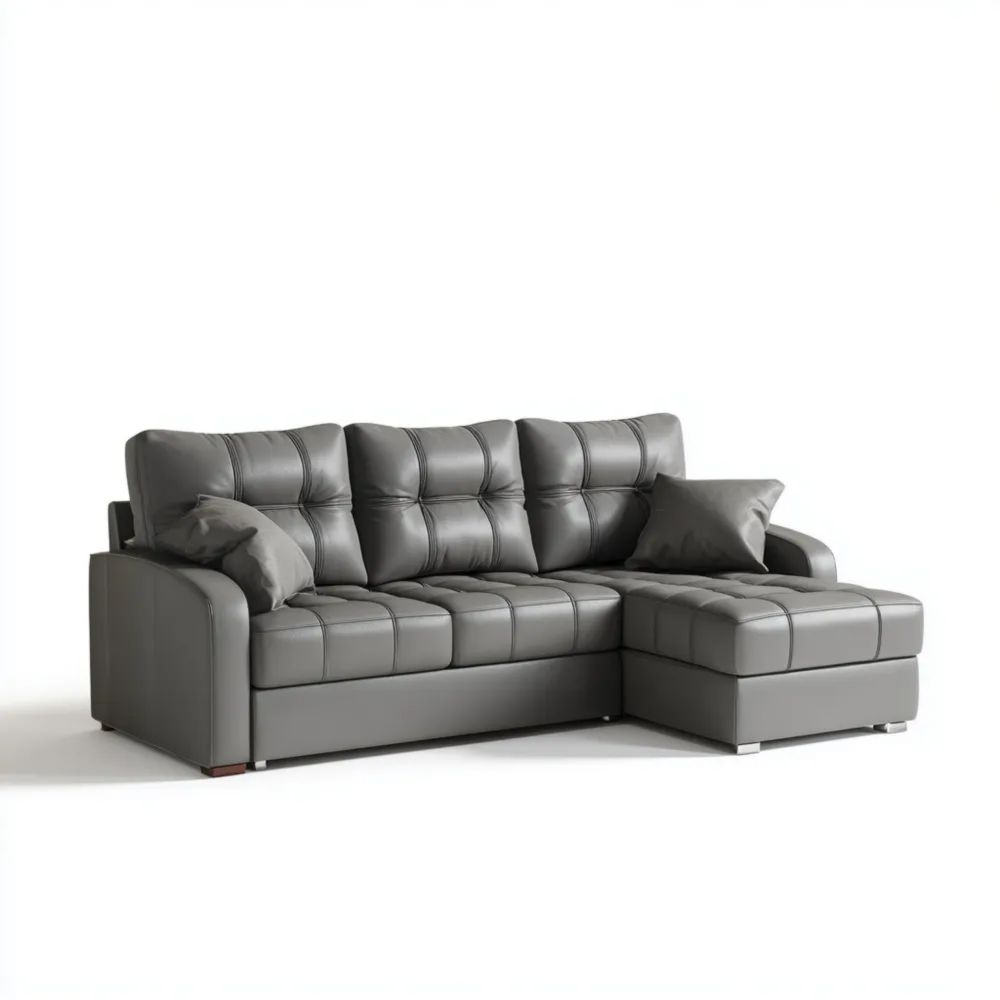 Modernes Ecksofa aus Kunstleder 270x160x80 cm - Dunkelgrau