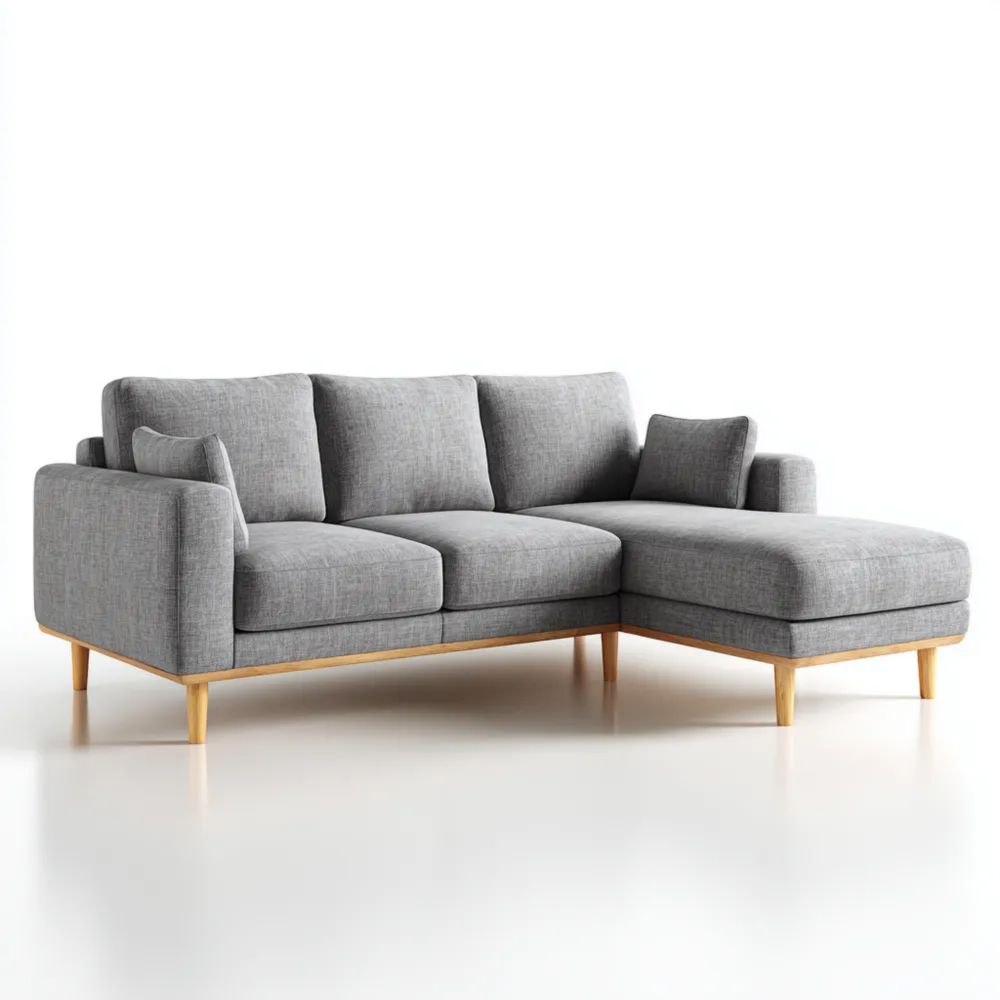 Ecksofa Stoff 250x150x85 cm – Hellgrau – Modernes Design