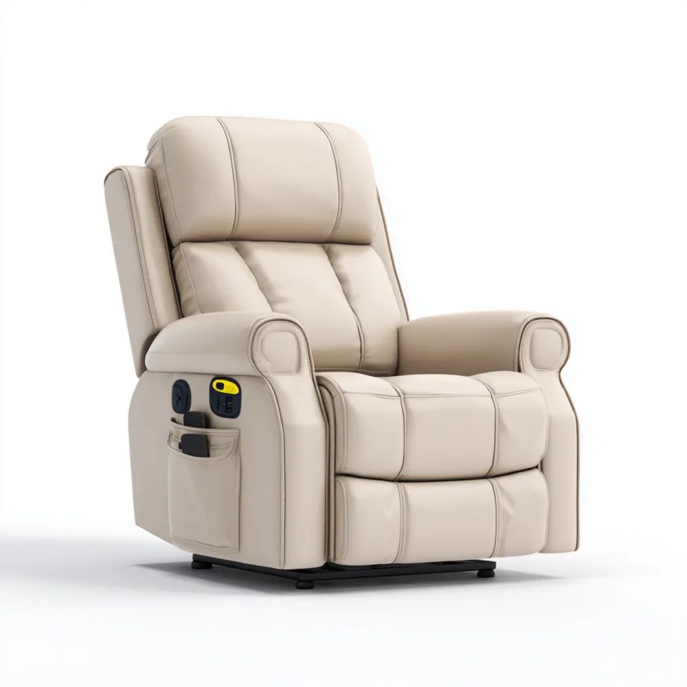 Elektrisch verstellbarer Relaxsessel aus Kunstleder 85x90x110 cm Beige – Ergonomisches Design