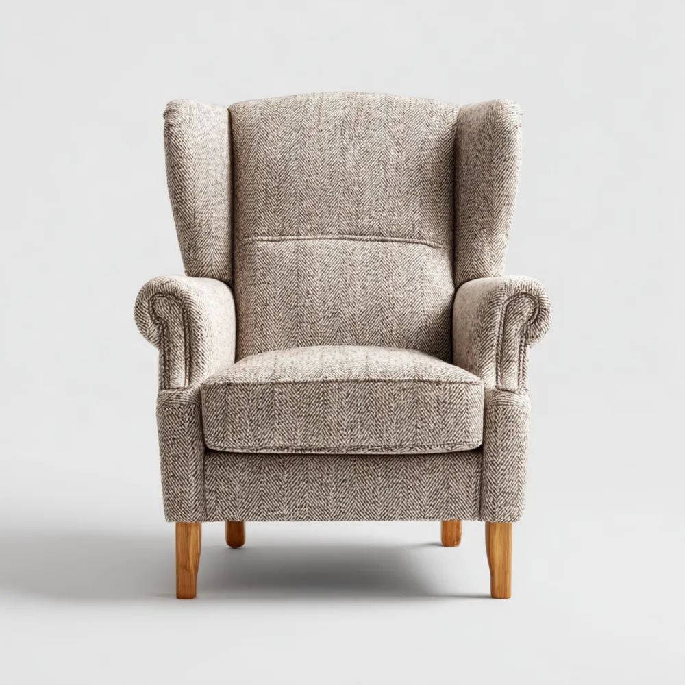 Ohrensessel Stoff 80x90x100 cm - Beige - Klassisches Design