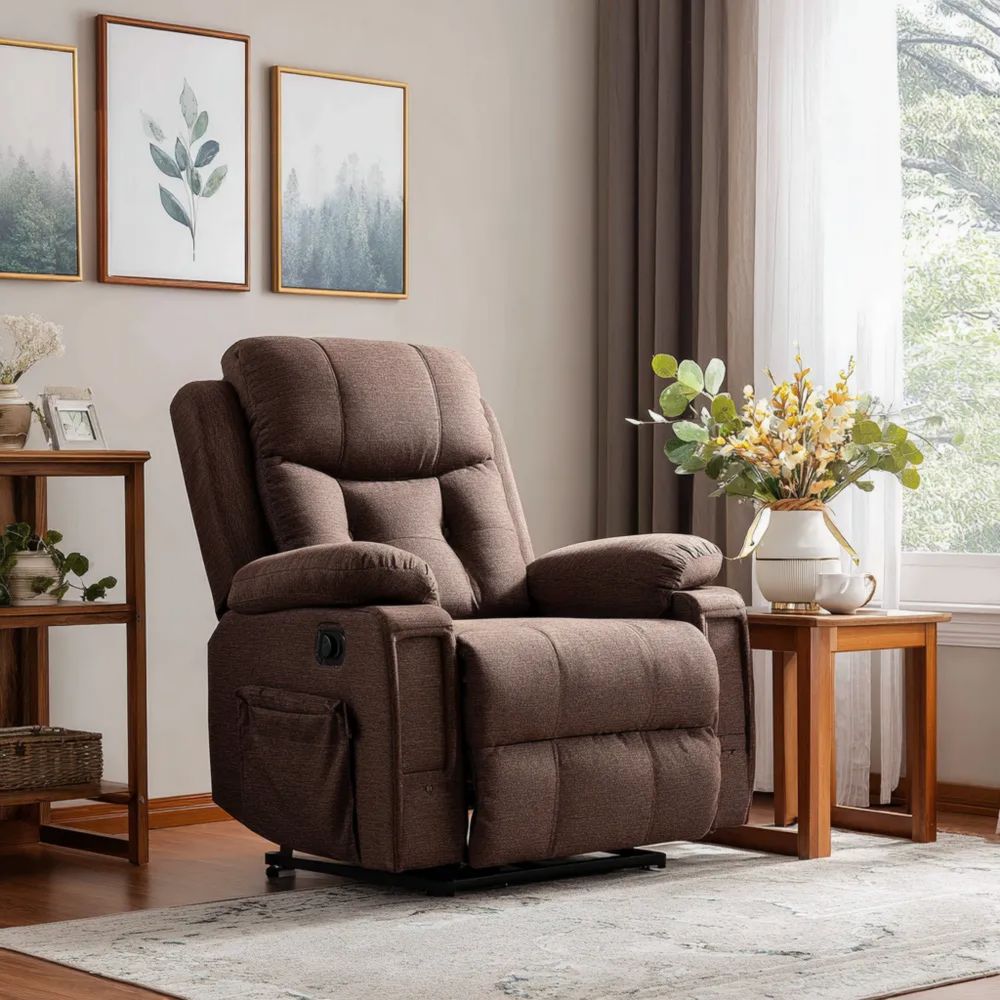 Relaxsessel Stoff 90x100x105 cm – Braun – Verstellbar