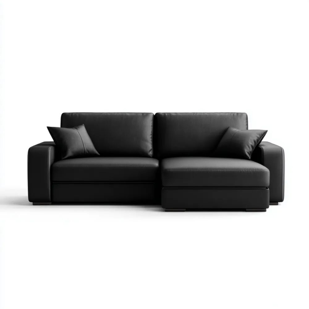 Ecksofa - Kunstleder 250x150x85 cm – Schwarz – Modernes Design