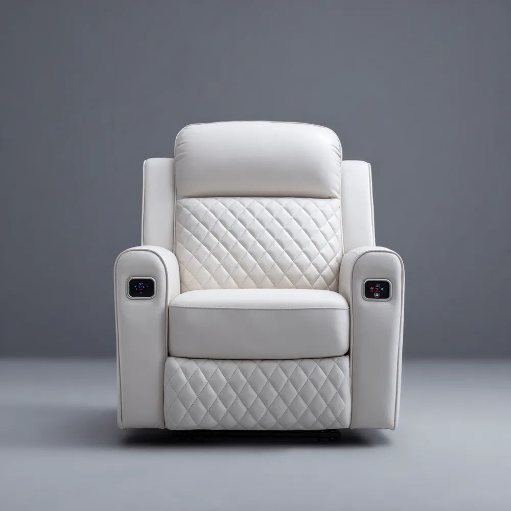 Fernsehsessel Leder gepolstert 100x90x100 cm – Weiß