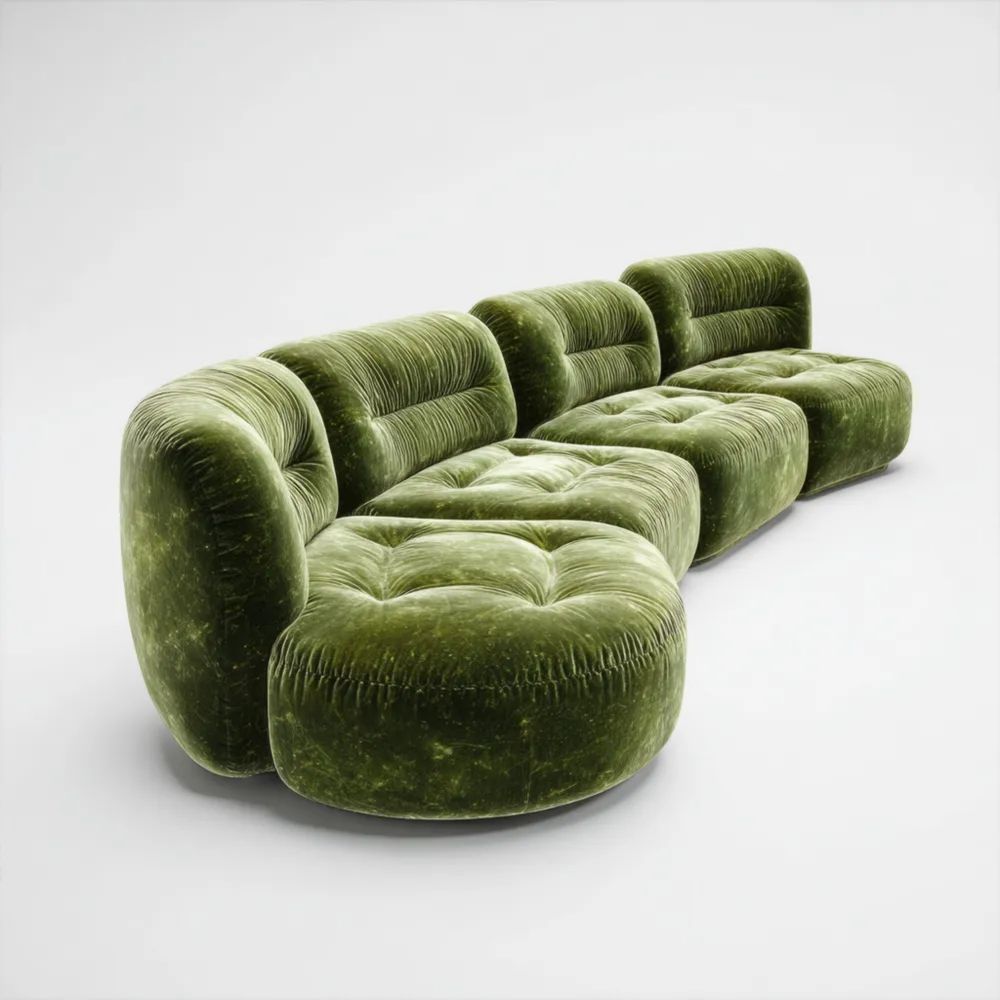 Modulares Sofa 300x90x80 cm - Samt - Grün - Modernes Design