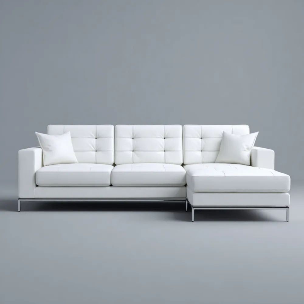 Ecksofa aus Leder 250x80x150 cm – Weiß – Modernes Design