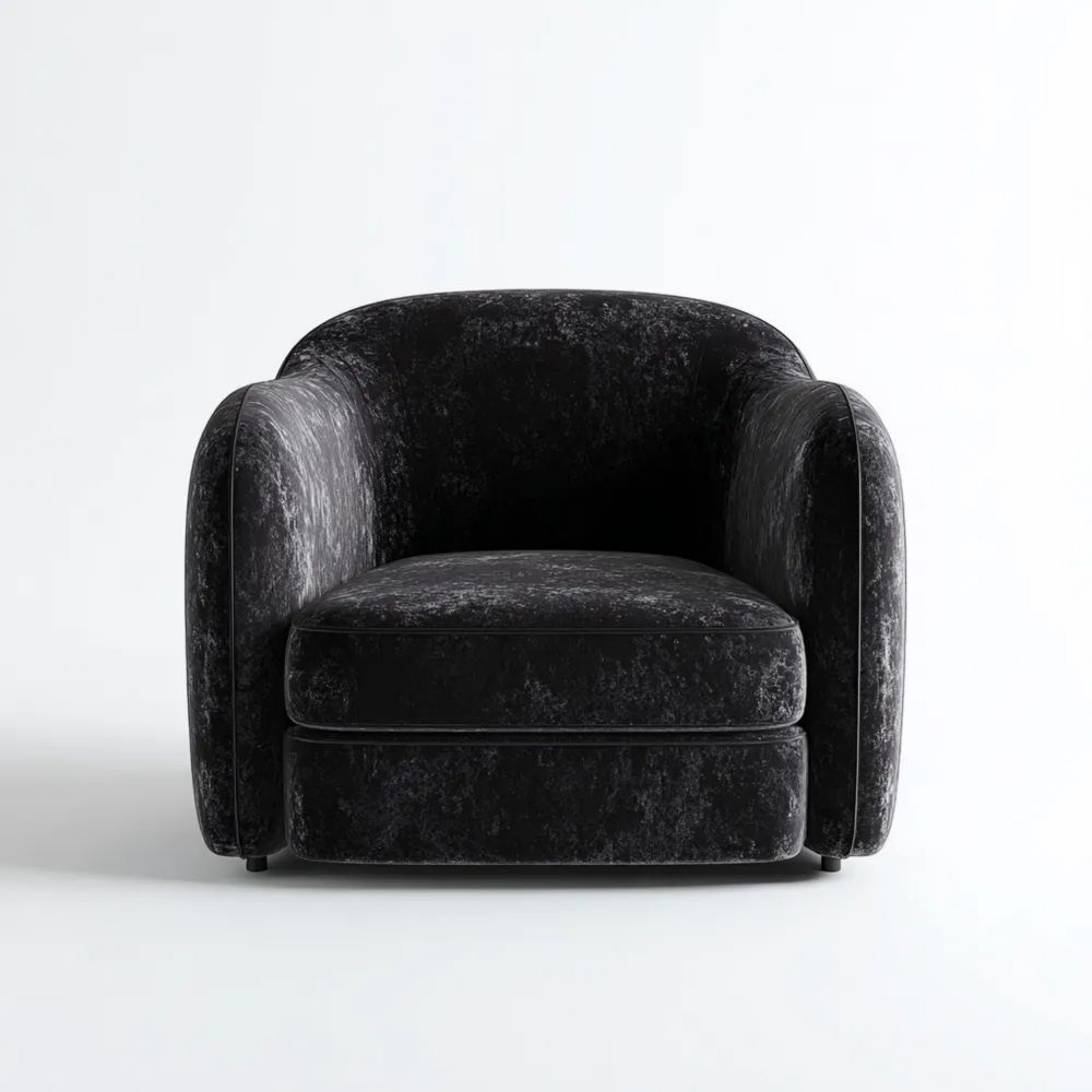 Sessel Samt 80x85x90 cm - Schwarz - Modernes Design