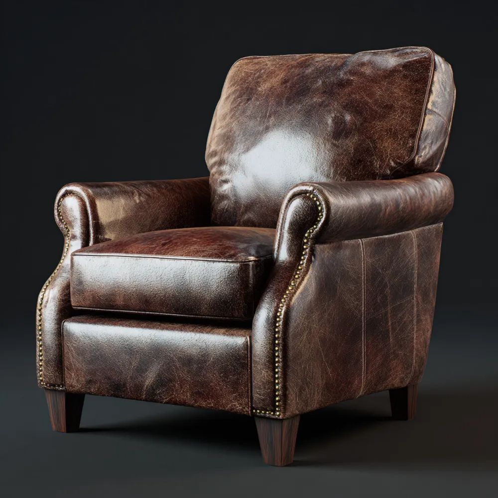 Ledersessel Antik Stil 85x90x95 cm – Dunkelbraun – Komfortables Design