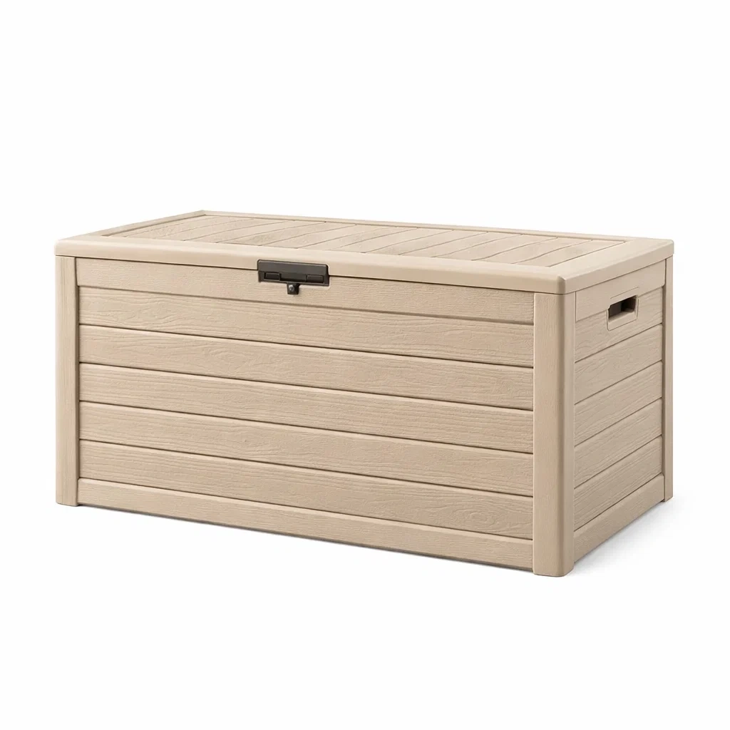 Contenitore da giardino in plastica resina 117x45x57 cm sabbia-TRENDYNESTLIVING