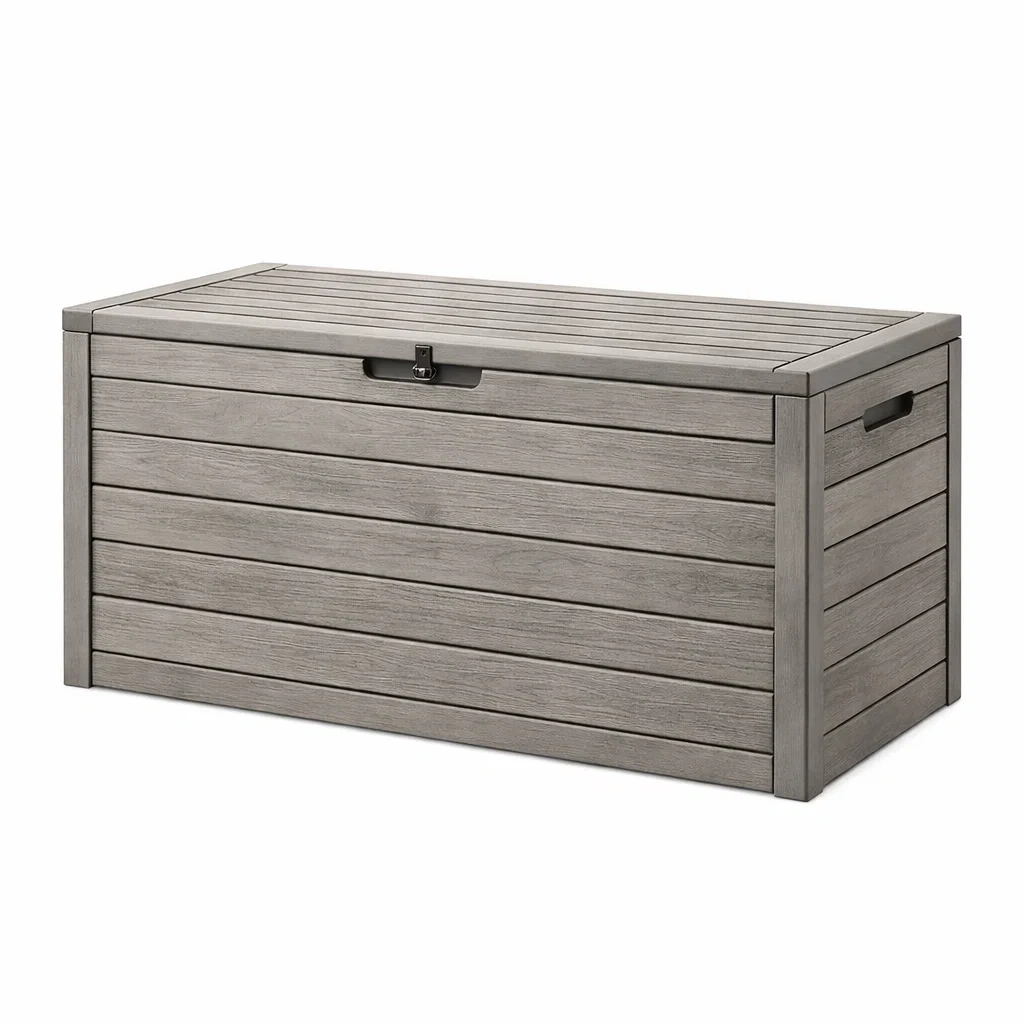 Contenitore rettangolare in resina grigia 120x56x63 cm-TRENDYNESTLIVING