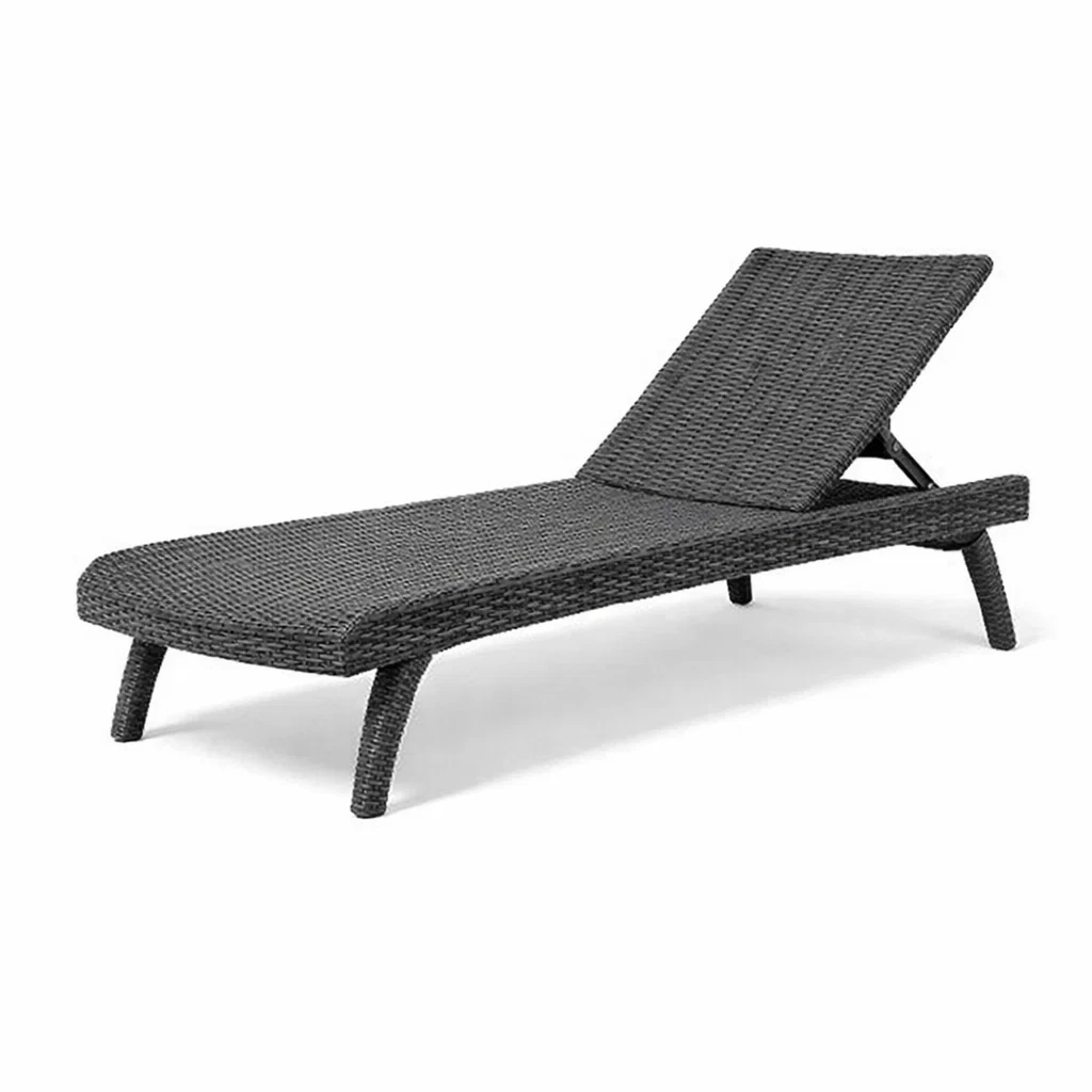 Lettino prendisole in rattan sintetico nero regolabile-TRENDYNESTLIVING