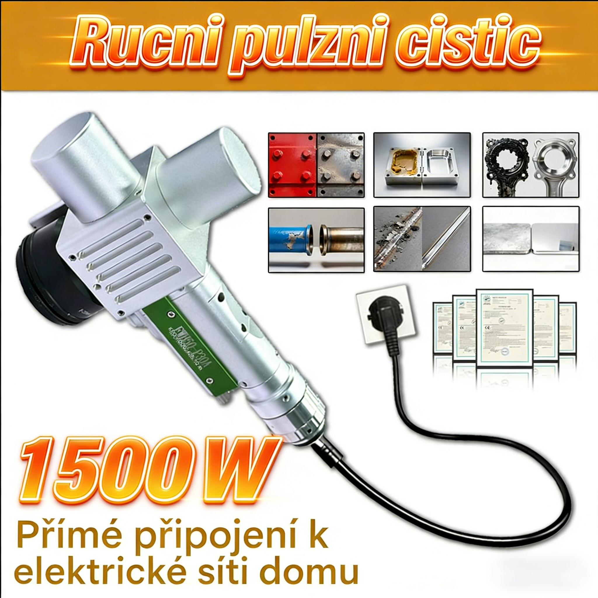Ruční pulzní čistič FWH50-P30A: Podporuje 11 různých 7úrovňových čisticích programů, což umožňuje snadné přepínání mezi různými režimy čištění.