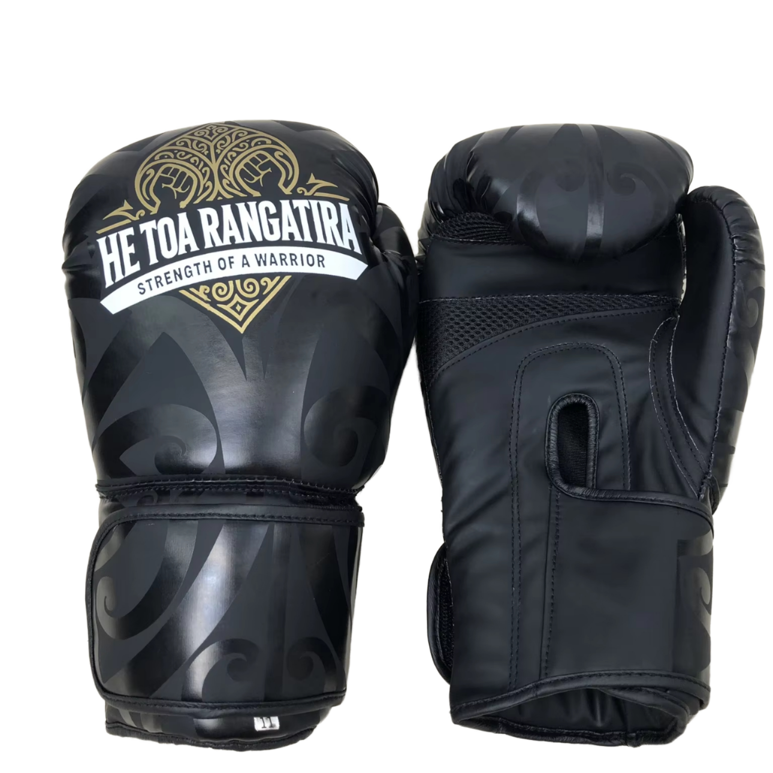 Black PU leather 12 oz MMA sports boxing gloves