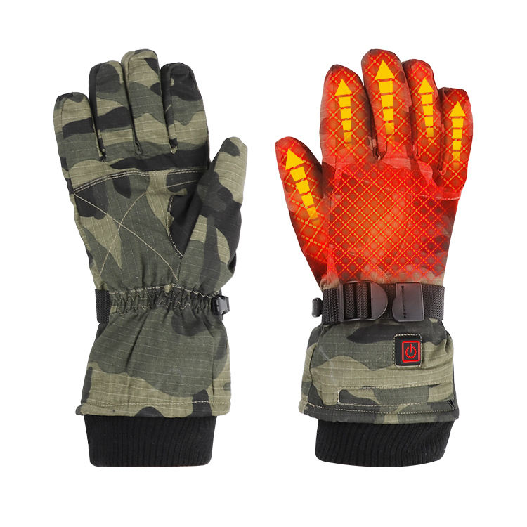 New camouflage outdoor cotton rechargeable battery winter fishing hiking heated gloves