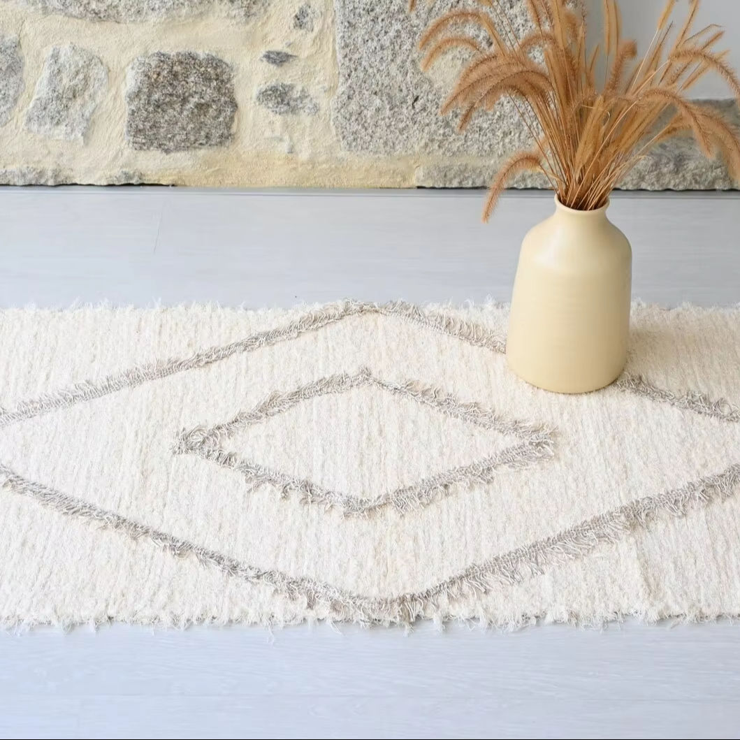 Unique wool oriental-style doormat for entrance channels