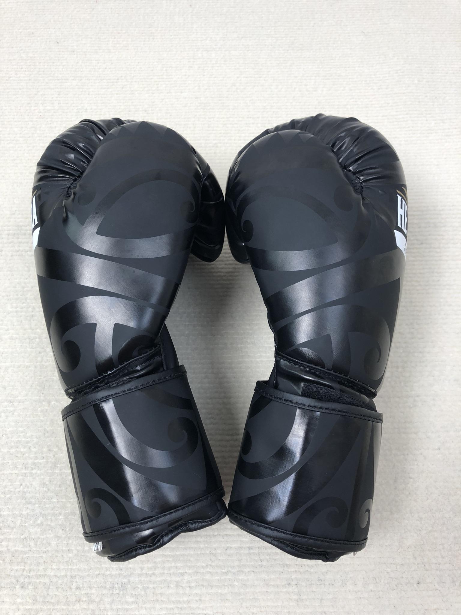 Black PU leather 12 oz MMA sports boxing gloves
