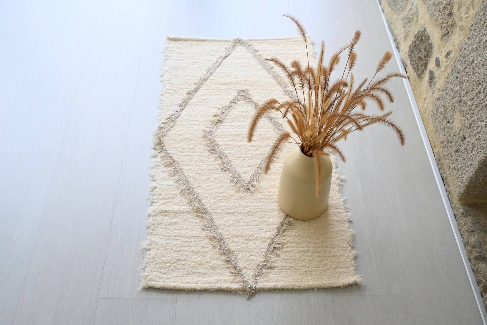 Unique wool oriental-style doormat for entrance channels