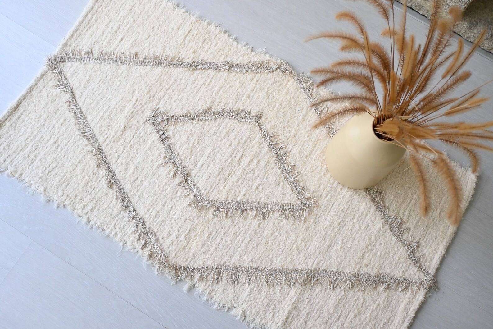 Unique wool oriental-style doormat for entrance channels