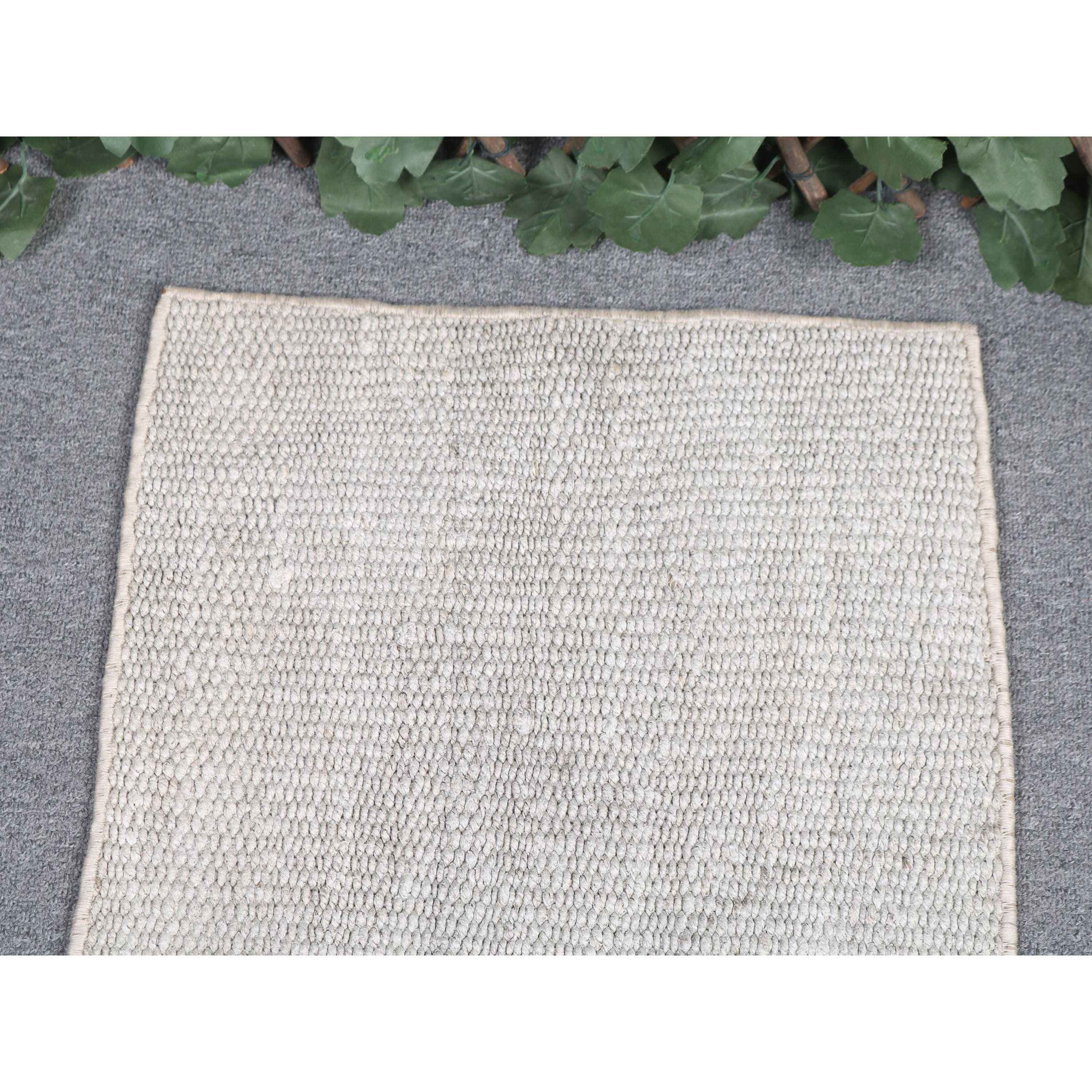 Turkish vintage rug, small rug, solid gray rug