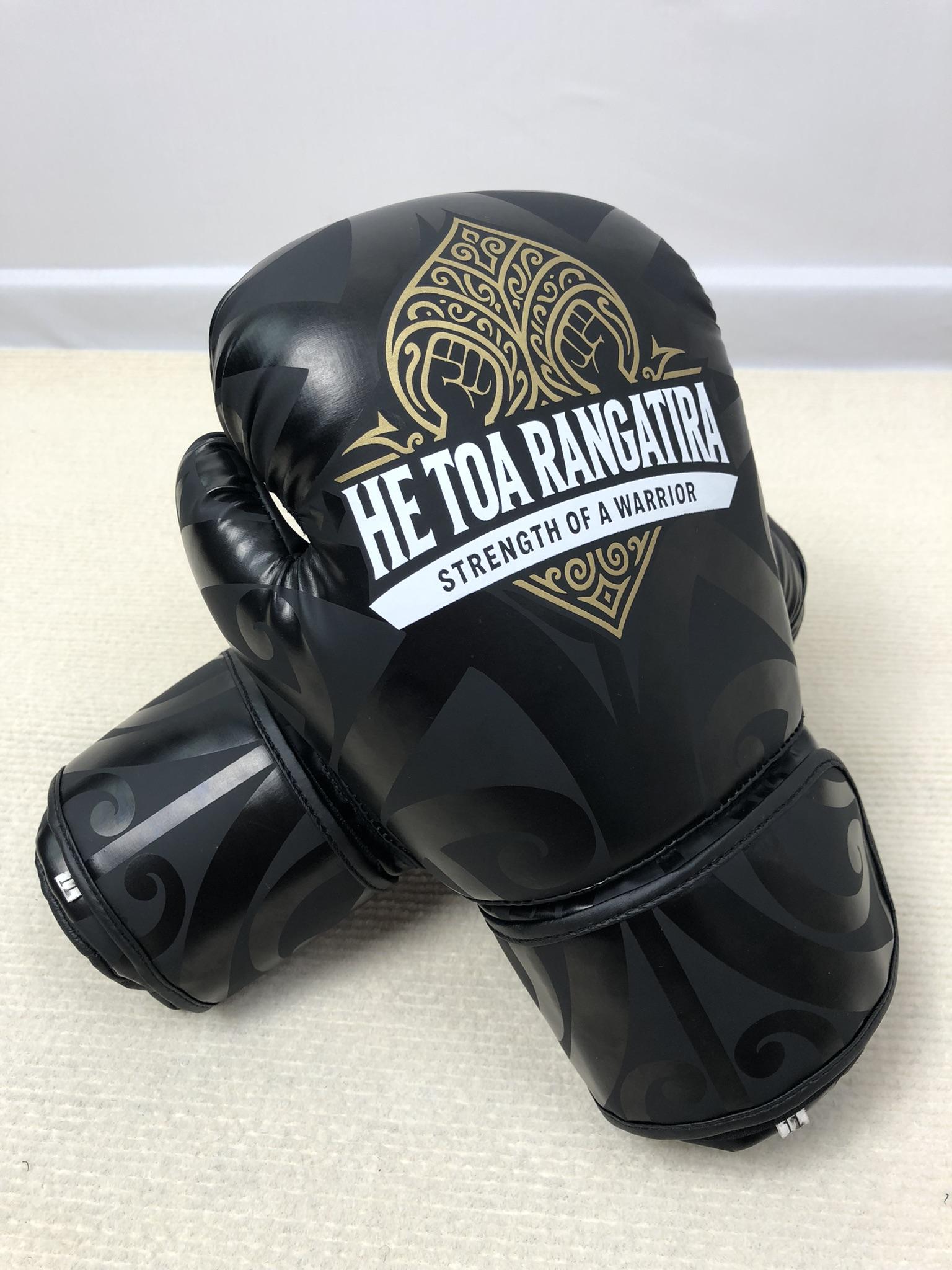 Black PU leather 12 oz MMA sports boxing gloves