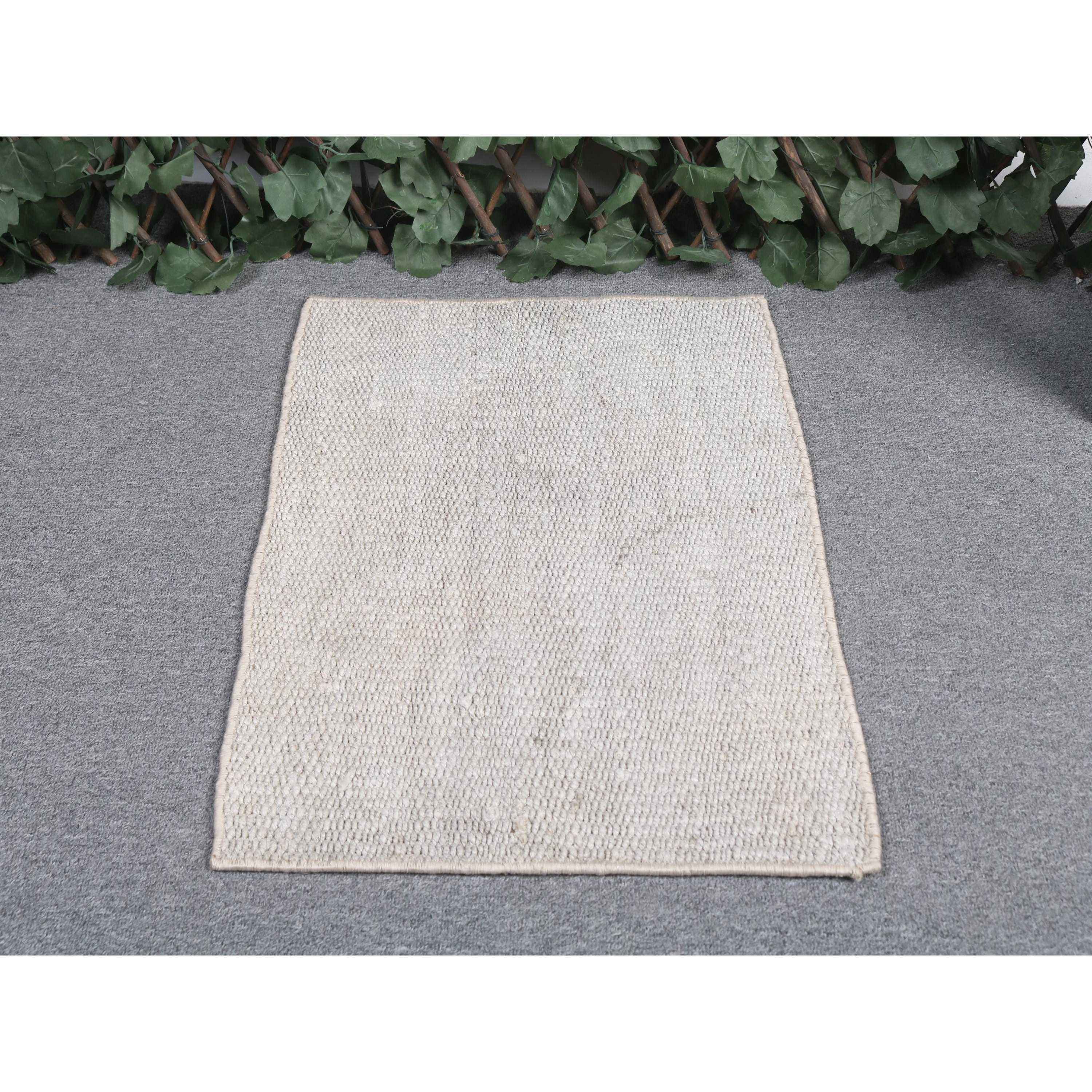 Turkish vintage rug, small rug, solid gray rug