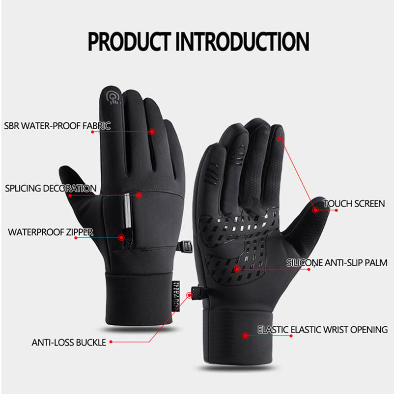 Thickened winter men's cycling gloves, with a touchscreen for bicycles, waterproof and slip-resistant.