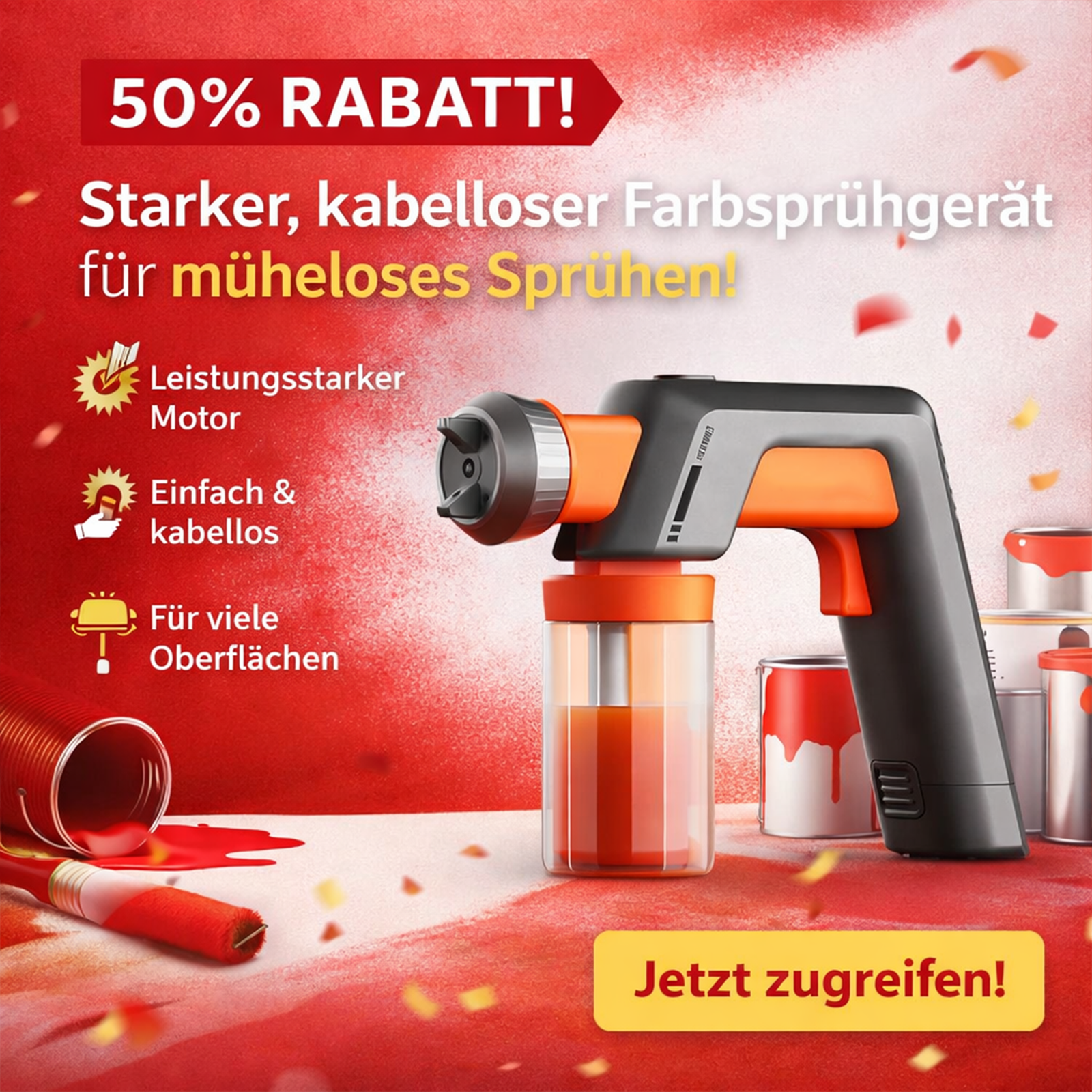 Das leichteste kabellose Farbspritzgerät