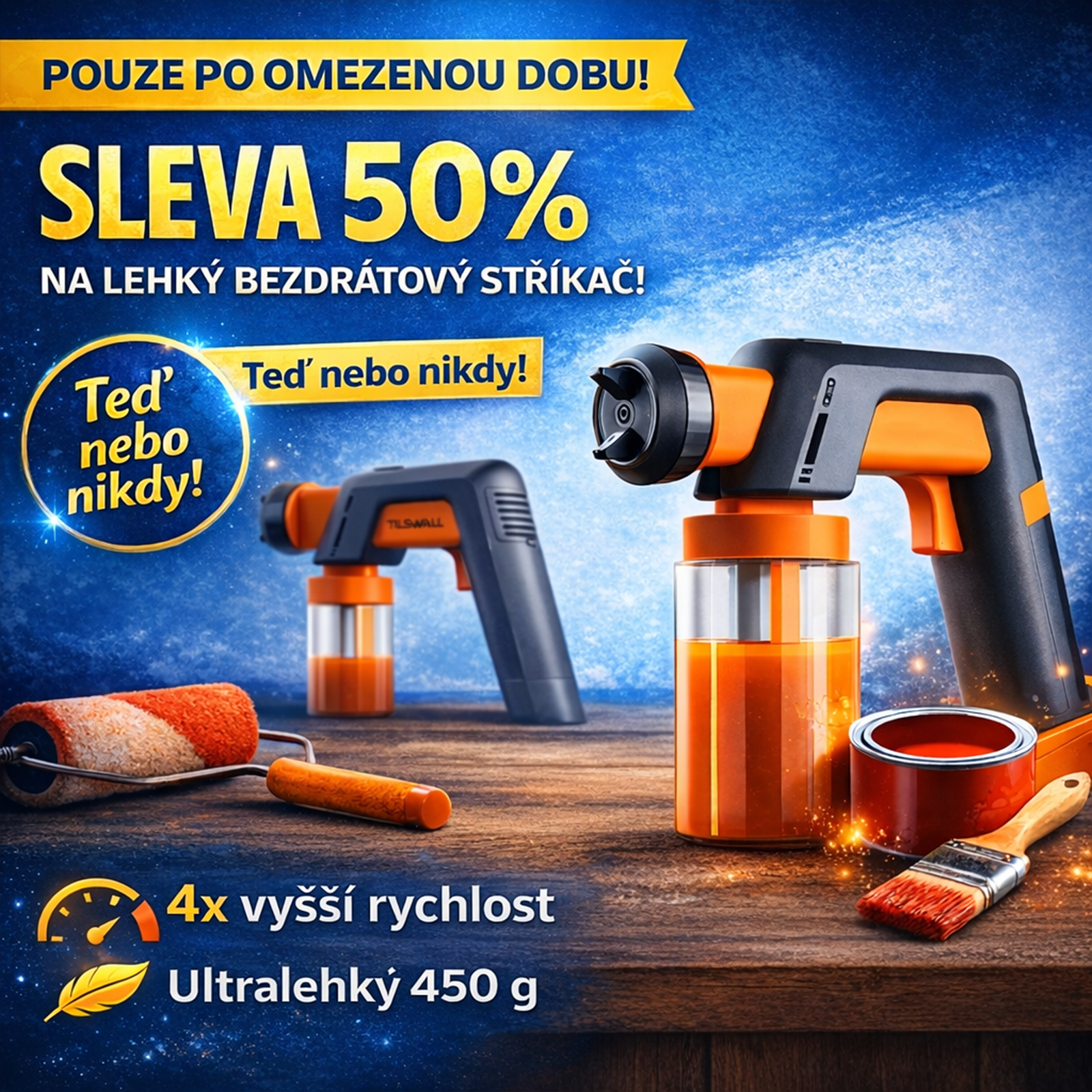 Nejlehčí akumulátorová stříkací pistole