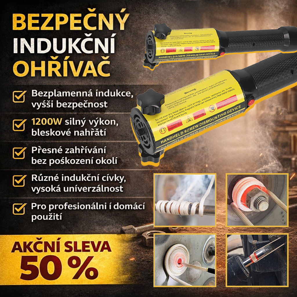 Praktický magnetický indukční ohřívač | Připraveno k použití za 30 sekund · Bez jisker · Konstantní regulace teploty · Profesionální ohřívač