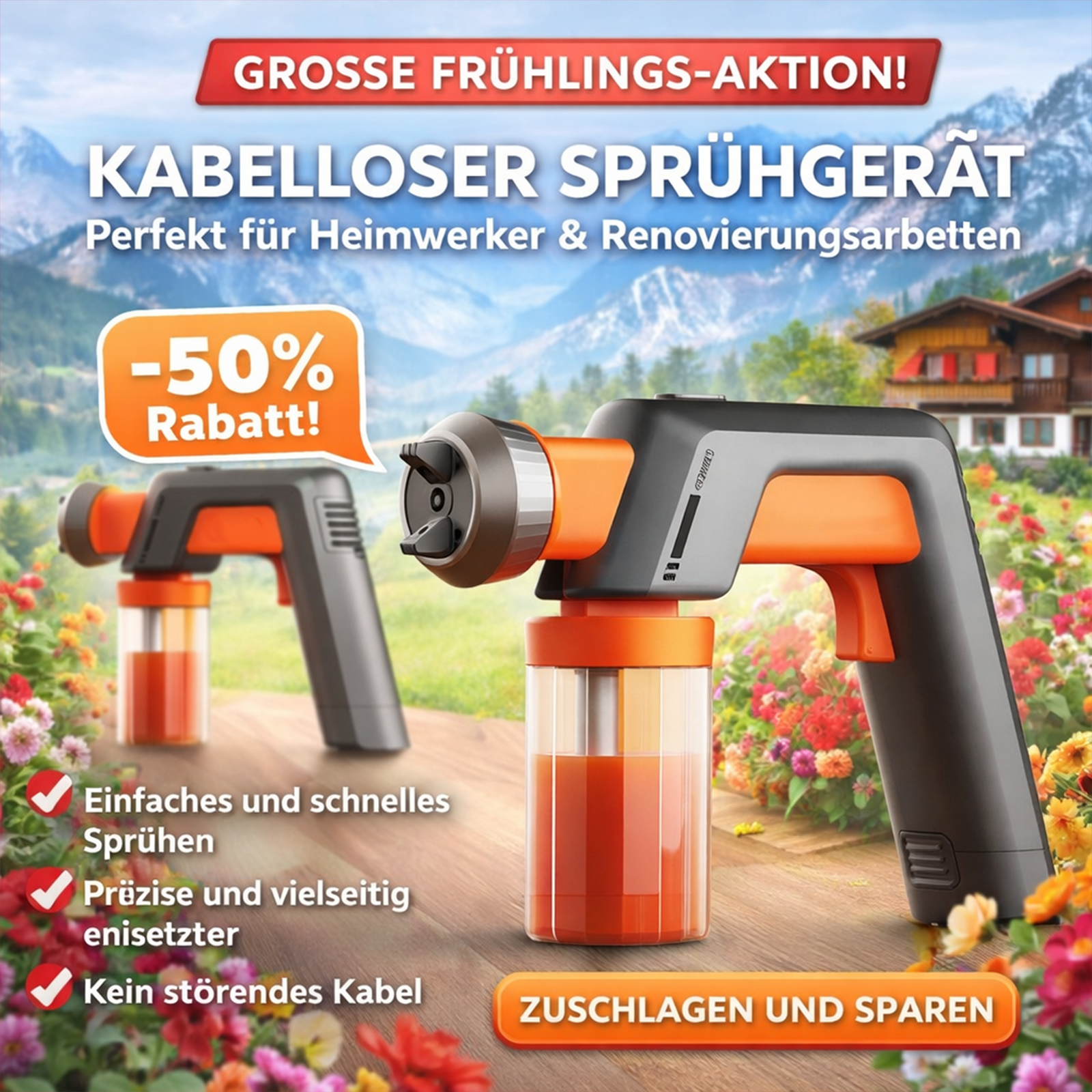 Das leichteste kabellose Farbspritzgerät