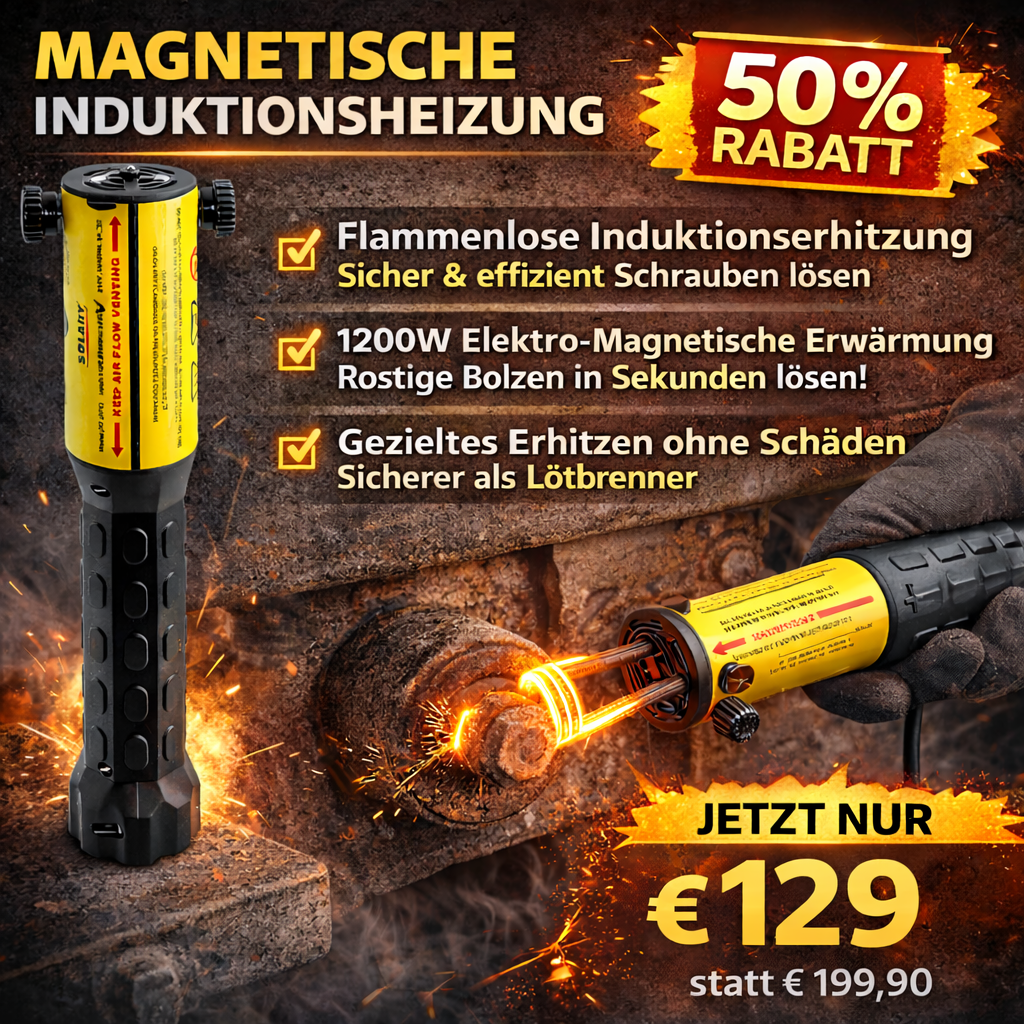 Handliches magnetisches Induktionsheizgerät | Betriebsbereit in 30 Sekunden · Funkenfrei · Konstante Temperaturregelung · Professionelles Heizgerät
