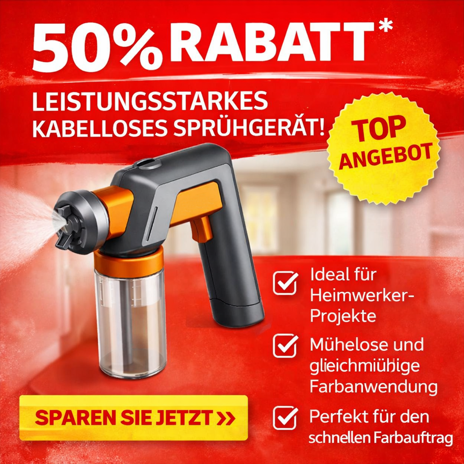 Das leichteste kabellose Farbspritzgerät