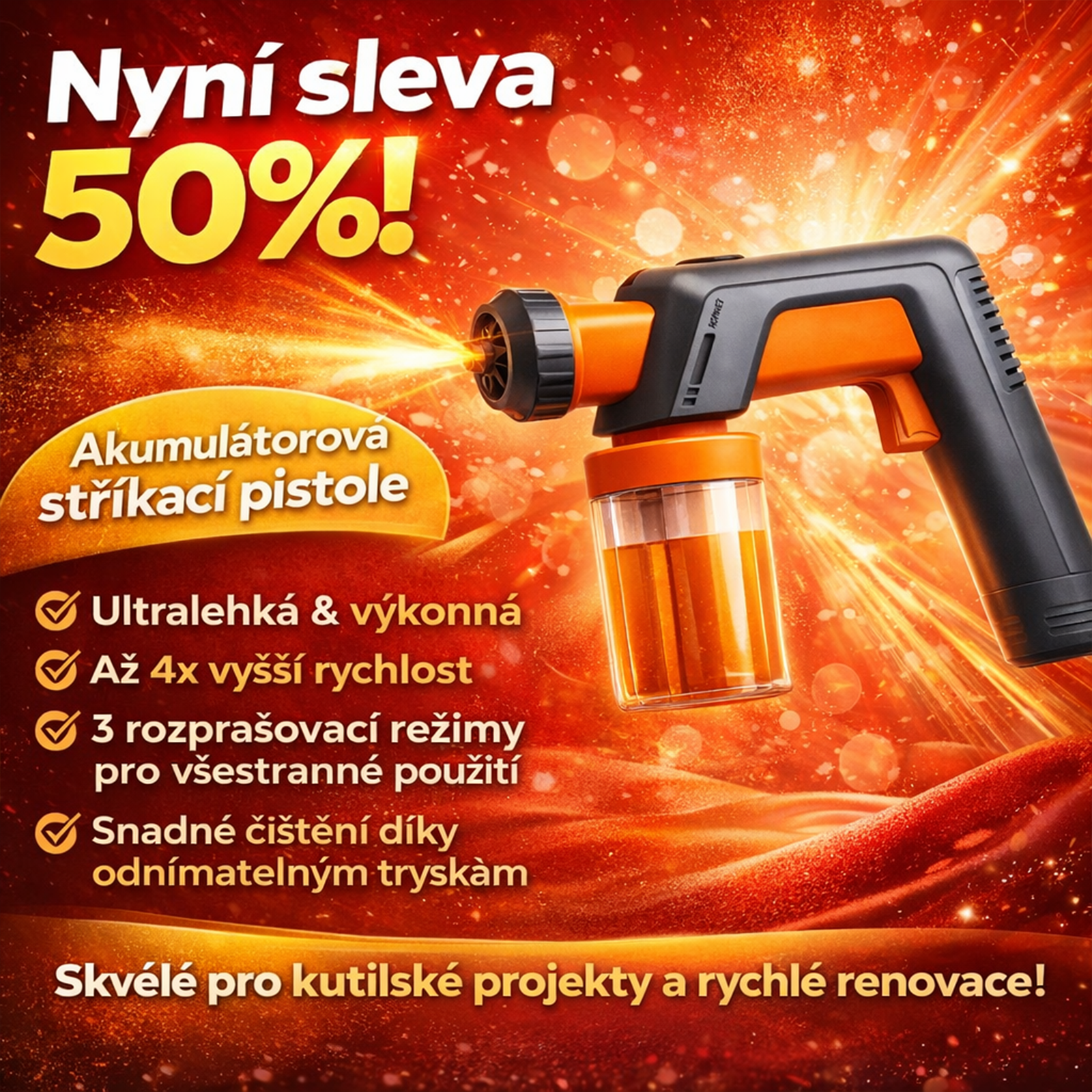 Nejlehčí akumulátorová stříkací pistole