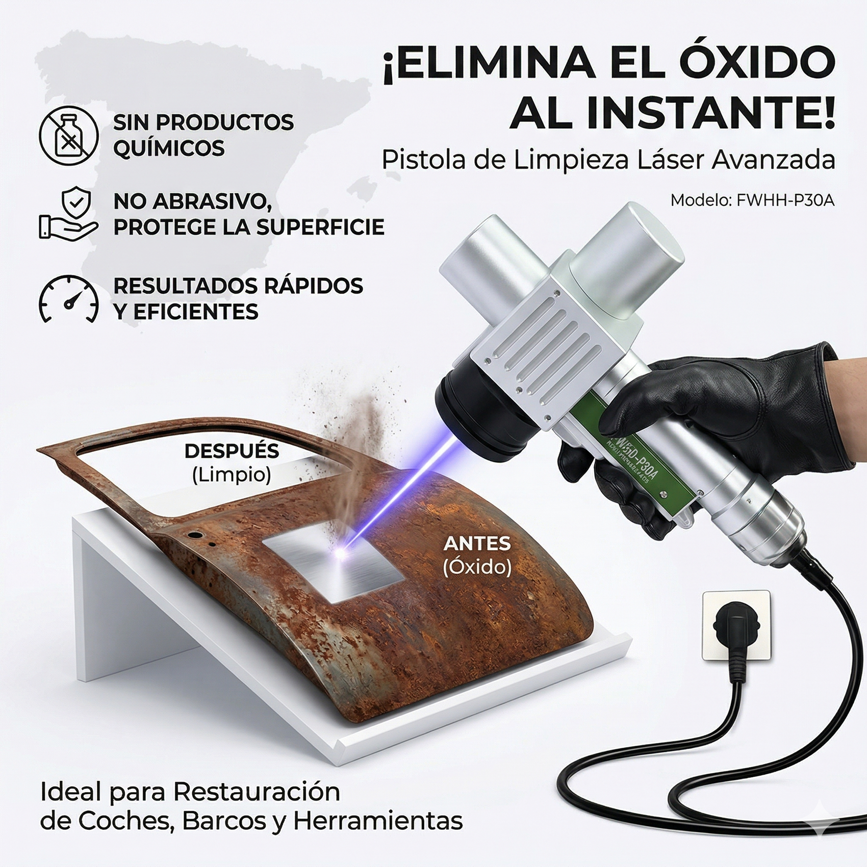 Limpiador de pulsos portátil FWH50-P30A: Admite 11 programas de limpieza distintos de 7 niveles, lo que permite alternar fácilmente entre los diferentes modos de limpieza.